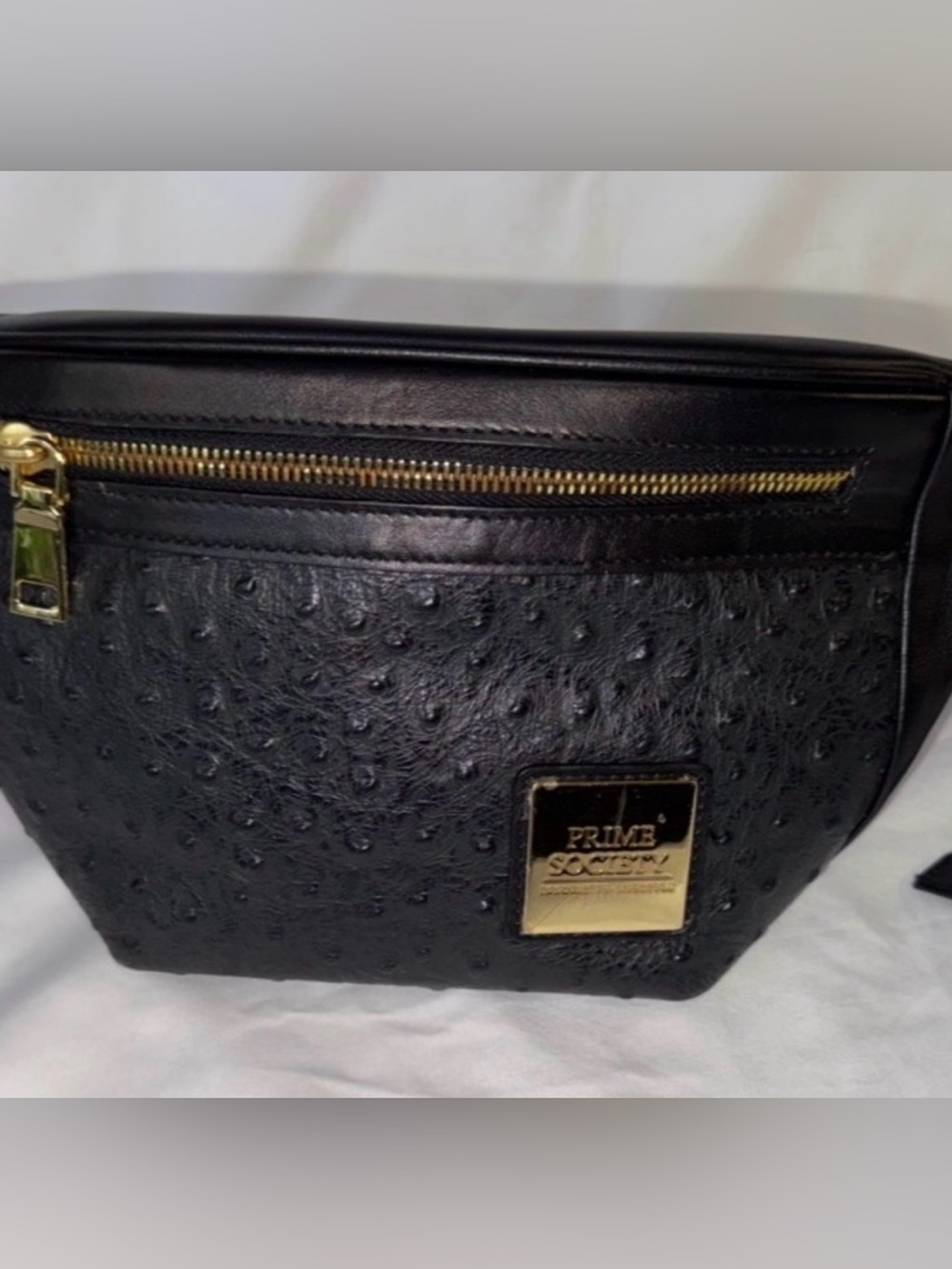 Black Travel Waist Bag with Gold Hardware